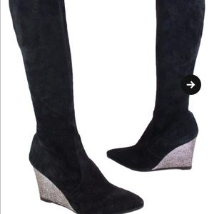 STUART WEITZMAN Black Suede Knee High Boots 8.5 M